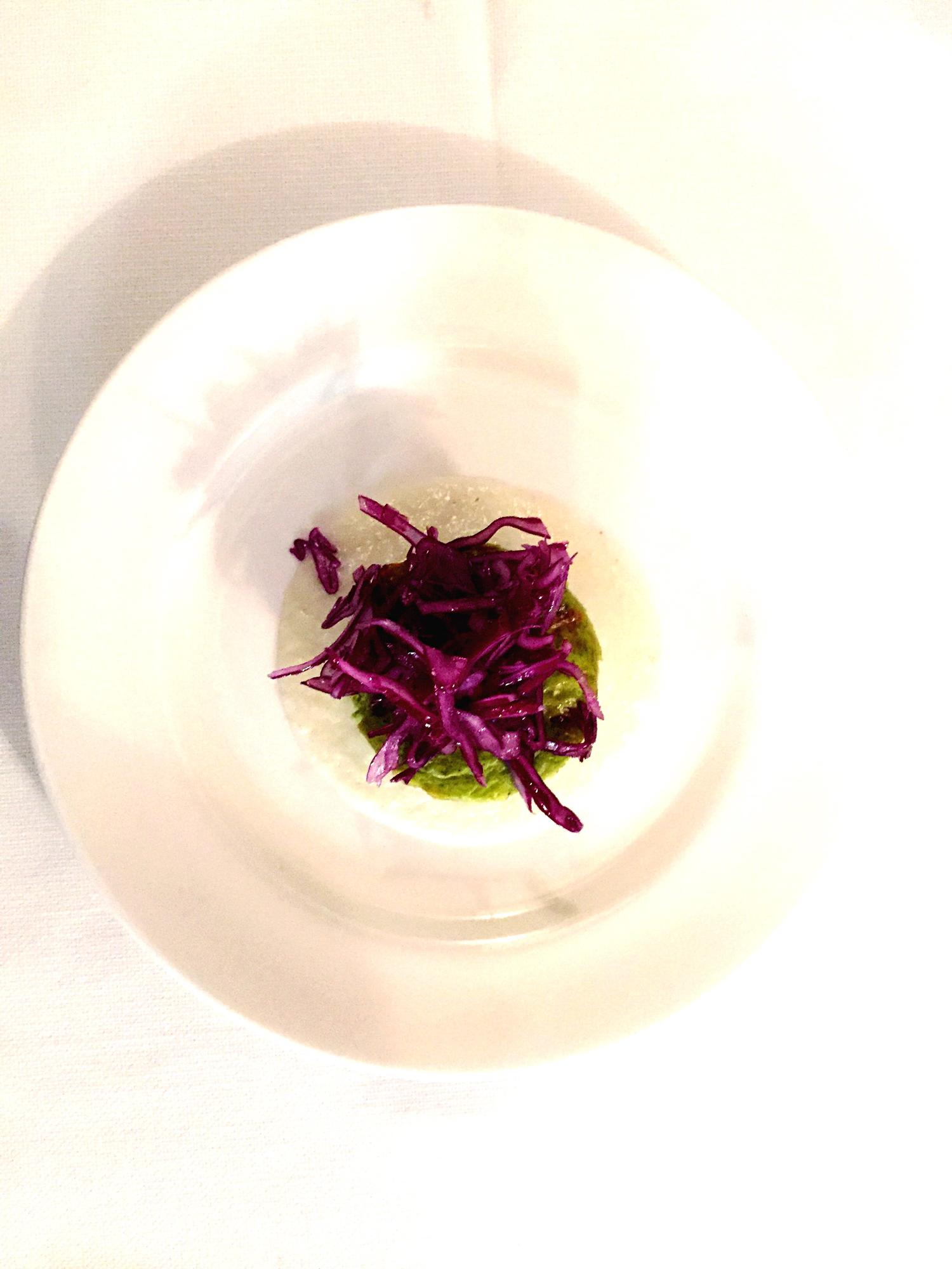 Close-up of textured dessert with edible flowers